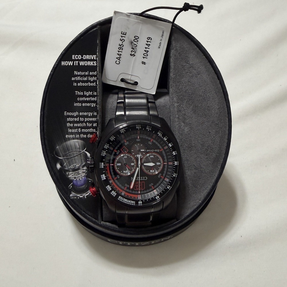 Citizen Eco-Drive CA4195-51E Black Stainless Steel Chronograph Men's Watch /  NW